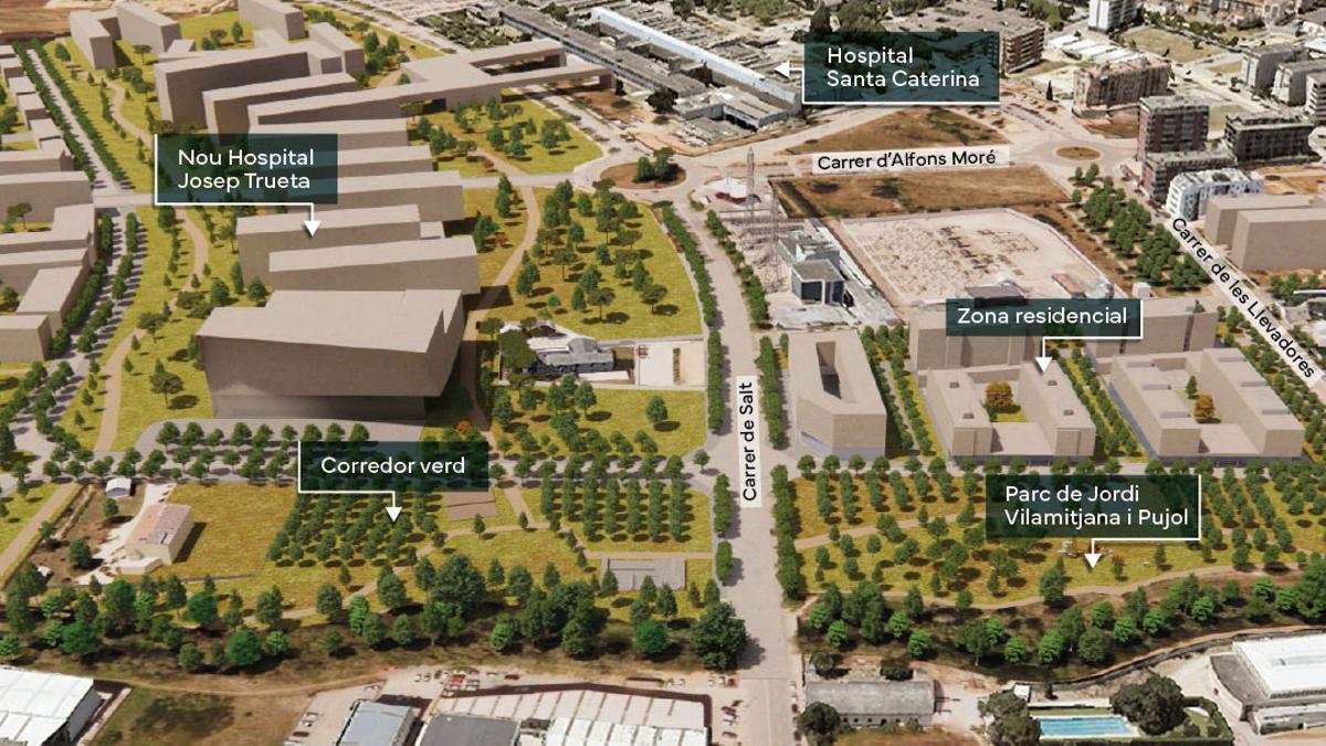 Imatge virtual de com quedaria l'entorn del campus de Salut.