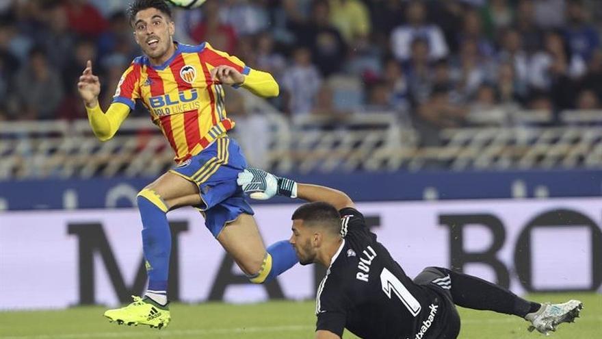 Nacho Vidal marcando un gol a la Real Sociedad