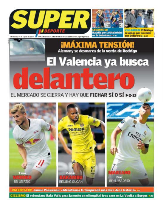 Portada SUPERDEPORTE miércoles 14 agosto 2019