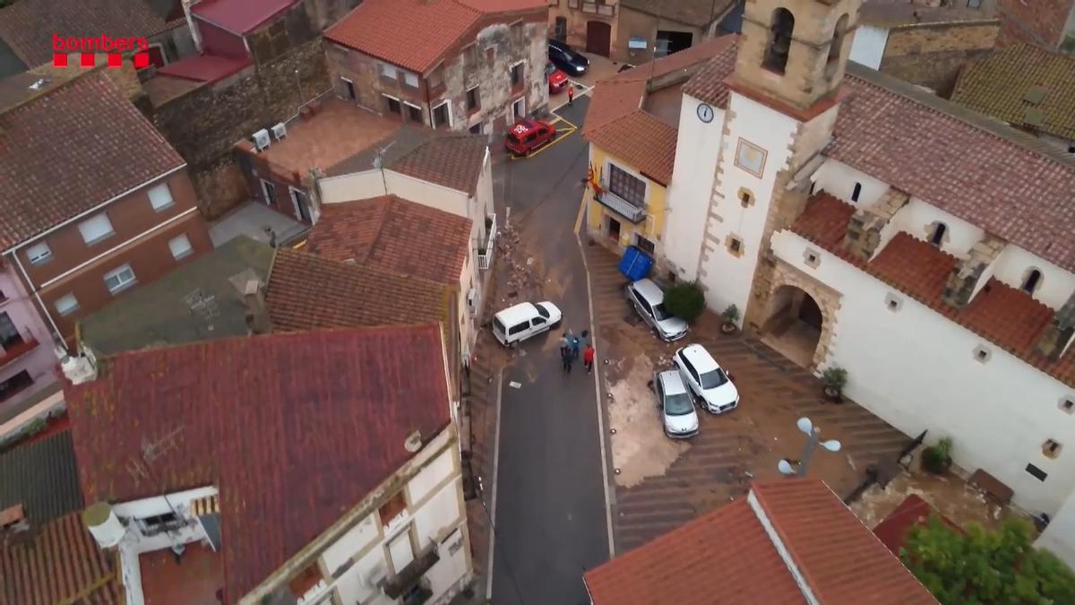 Godall (Tarragona), uno de los municipios más afectados por la dana, a vista de dron