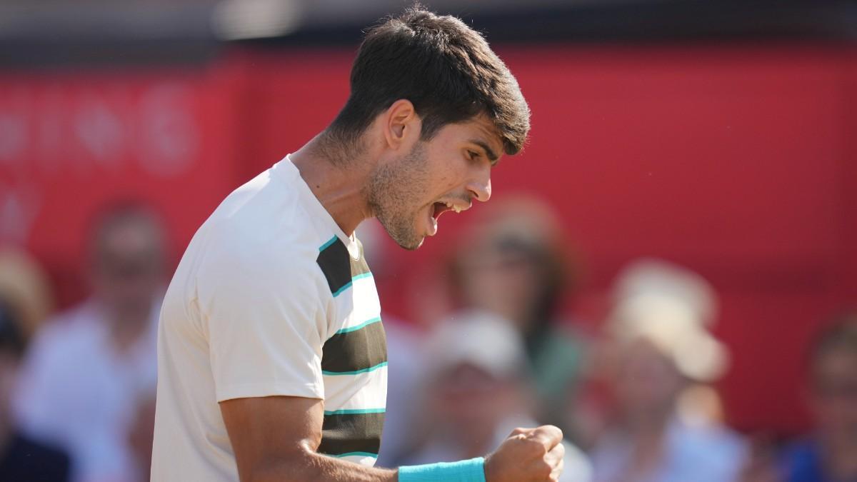 Carlos Alcaraz, durante el partido de cuartos ante Rinderknech
