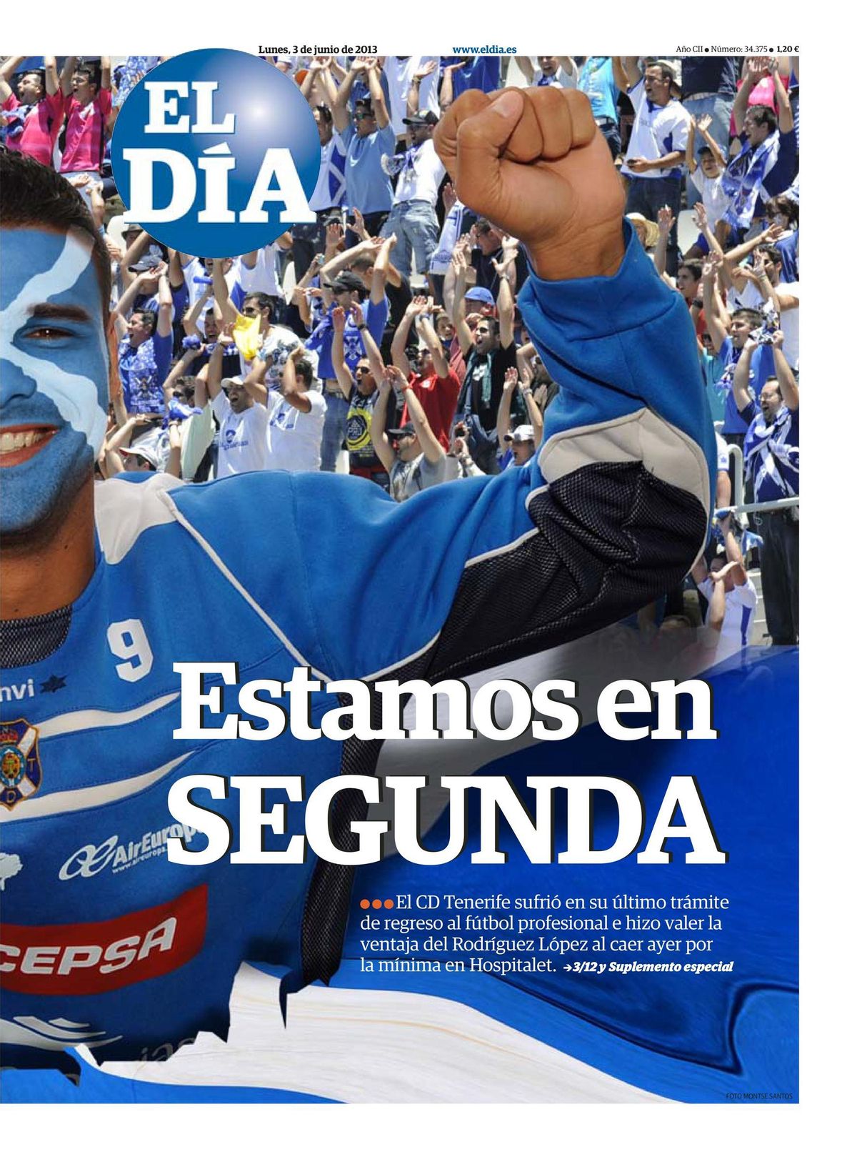 Portada de EL DÍA tras el ascenso del CD Tenerife a Segunda en la temporada 12/13.