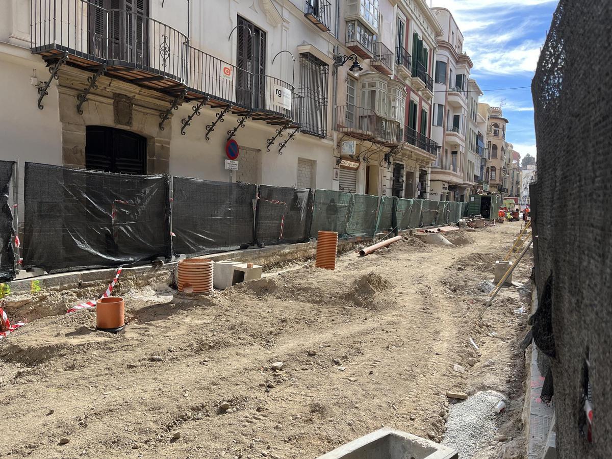 La calle Álamos, en obras a 21 de marzo de 2023.