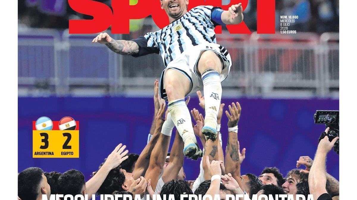 La portada de SPORT de hoy miércoles, 8 de julio de 2026