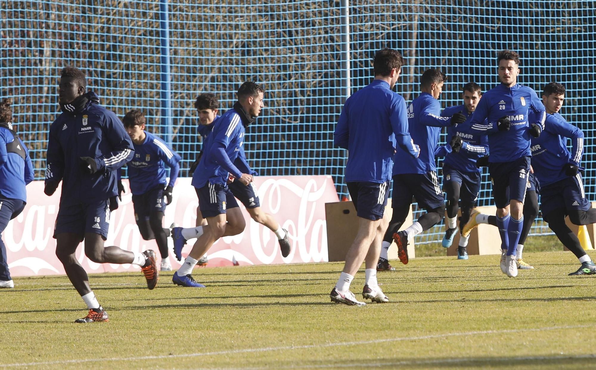 El entrenamiento del Oviedo esta mañana