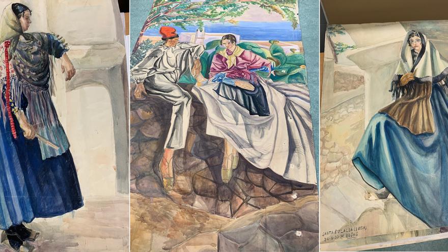 Bocetos para azulejos de la Ibiza de 1933 en Madrid
