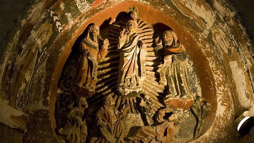 El grupo escultórico de la «Transfiguración», destapado ayer en la Catedral.