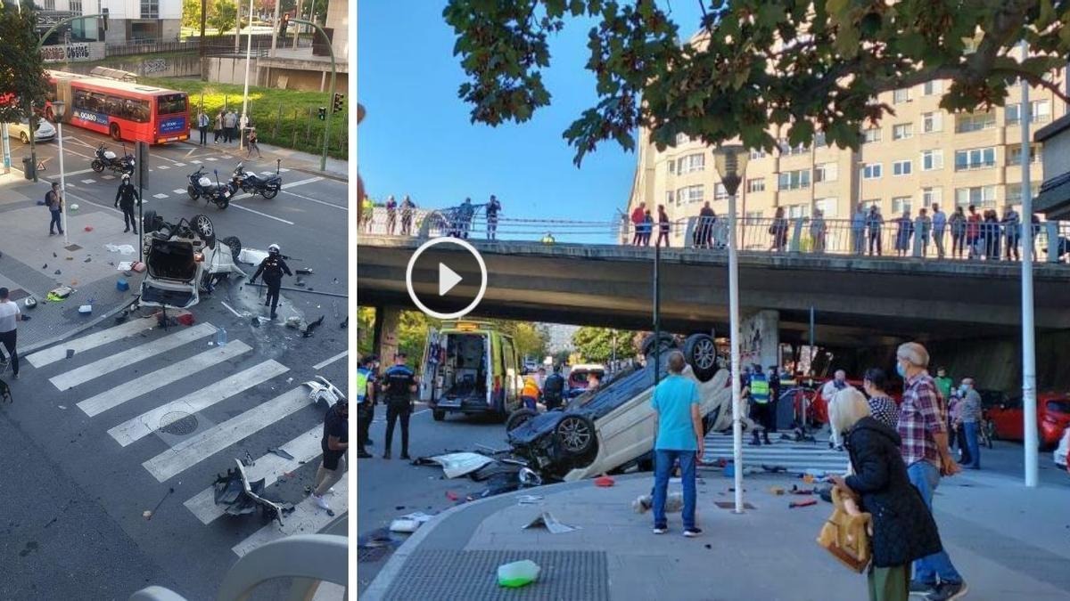 El vehículo quedó destrozado tras precipitarse de un puente de ocho metros de altura.