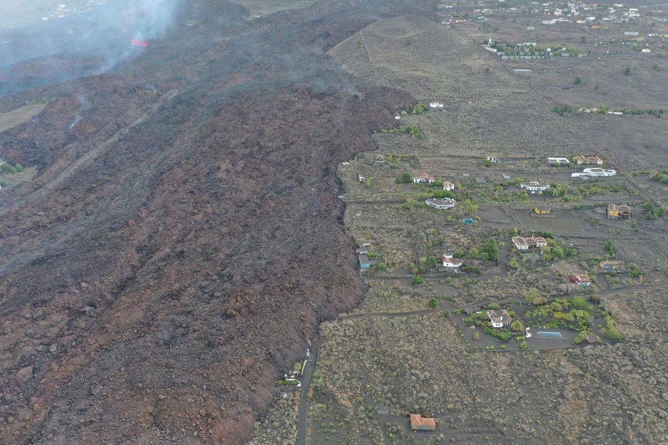 El avance de la lava del volcán de La Palma, a vista de pájaro en el décimo día de erupción