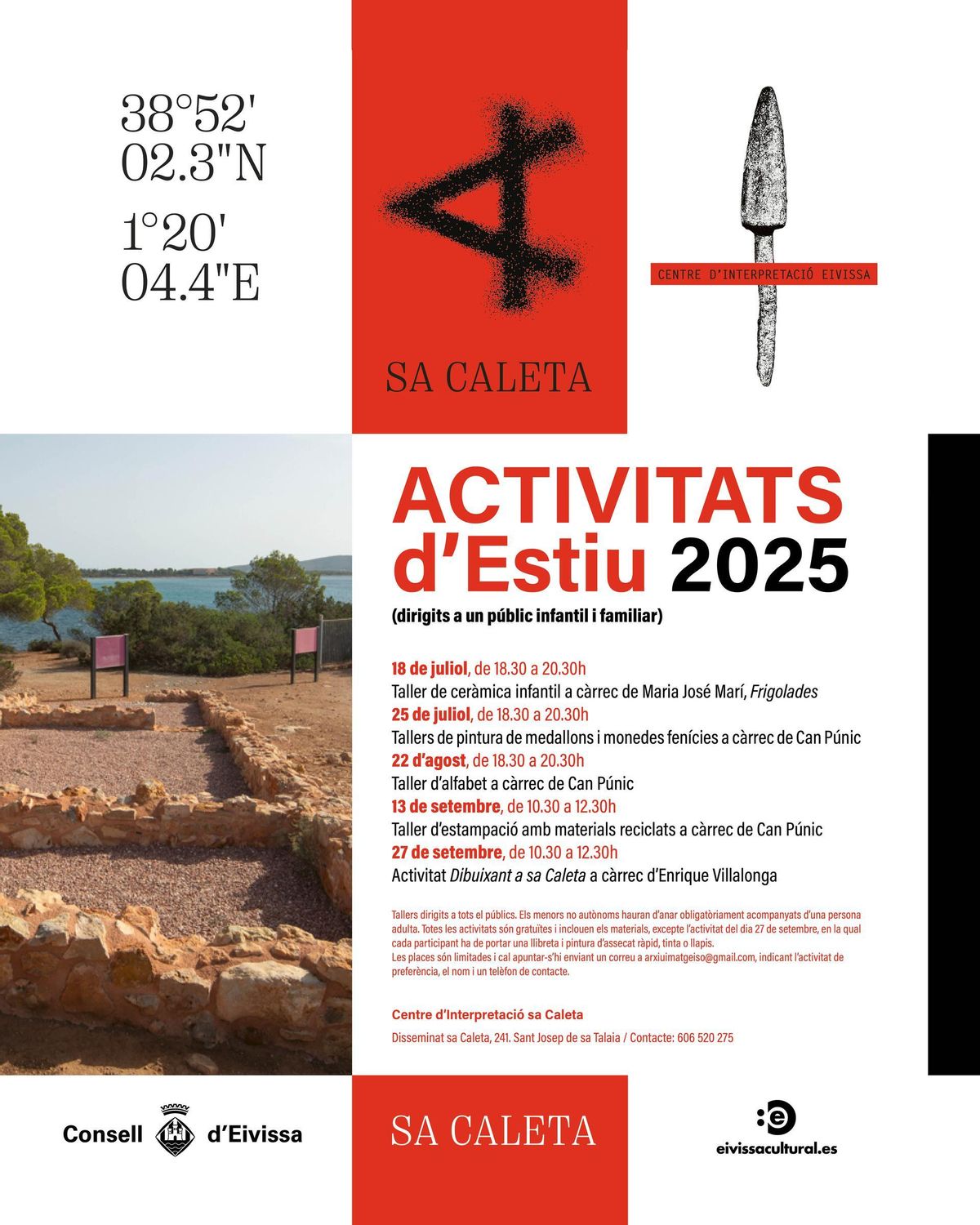 Cartel de las actividades de verano en sa Caleta