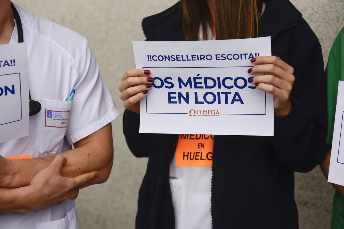 Un acto de protesta durante la huelga de médicos la pasada semana.