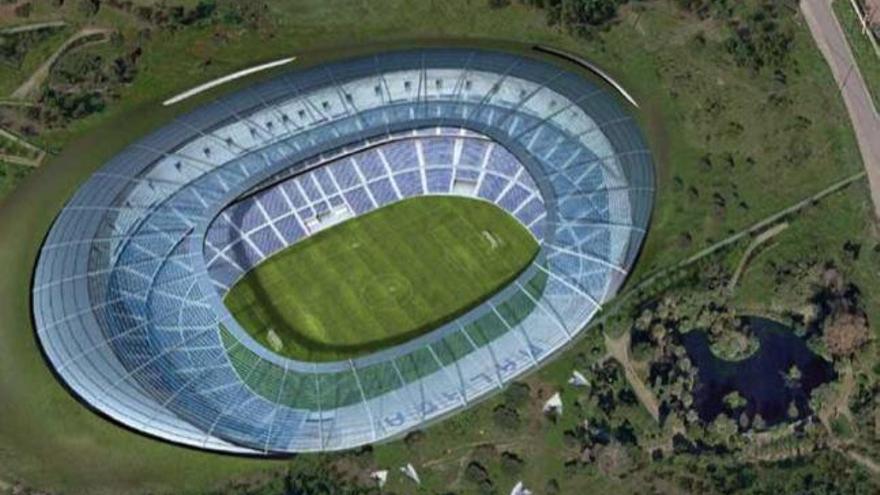 Imagen virtual de la Nueva Rosaleda rescata del dossier que la Federación le ha presentado a la FIFA.