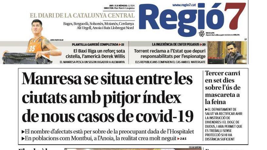 La portada de Regió7 d&#039;aquest dijous, 16 de juliol