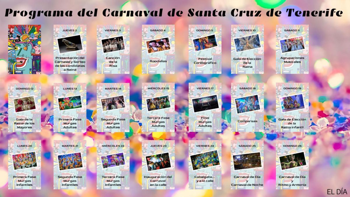 Programa provisional del Carnaval de Santa Cruz de Tenerife.