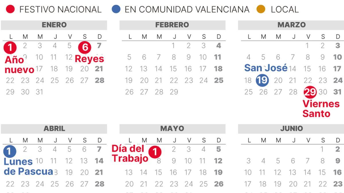 CALENDARIO laboral de la COMUNIDAD VALENCIANA de 2024 (con FESTIVOS)