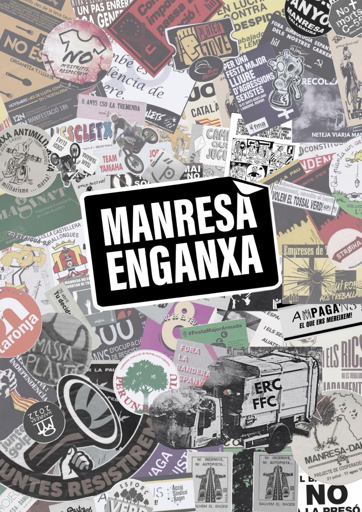 Mosaic amb alguns dels adhesius presents a l'Espai7 de Manresa