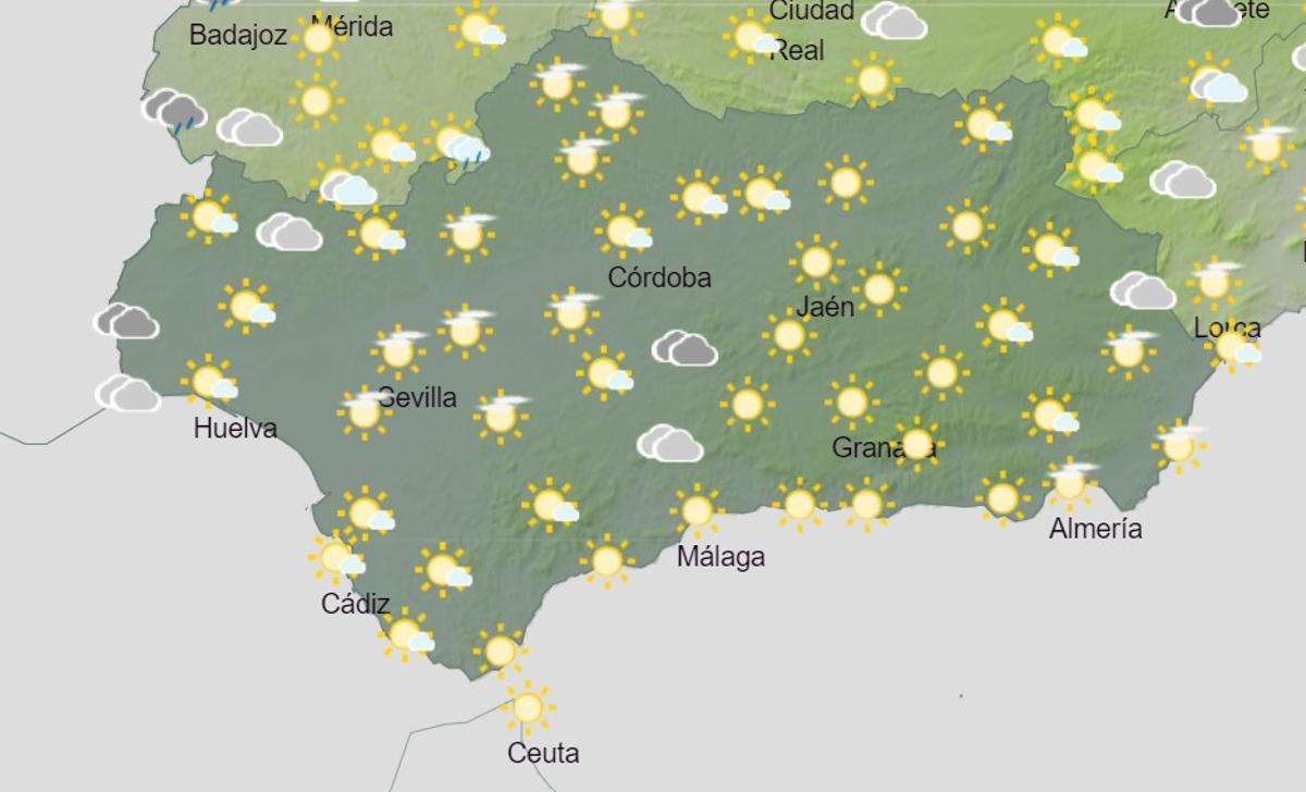 Mapa del tiempo en Andalucía a las 09.00 de la mañana.