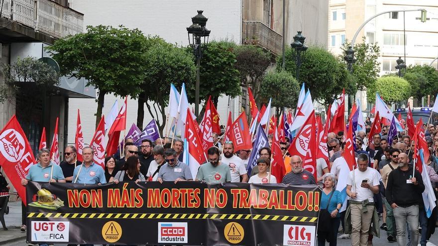 Cabecera de la manifestación contra la siniestralidad laboral.