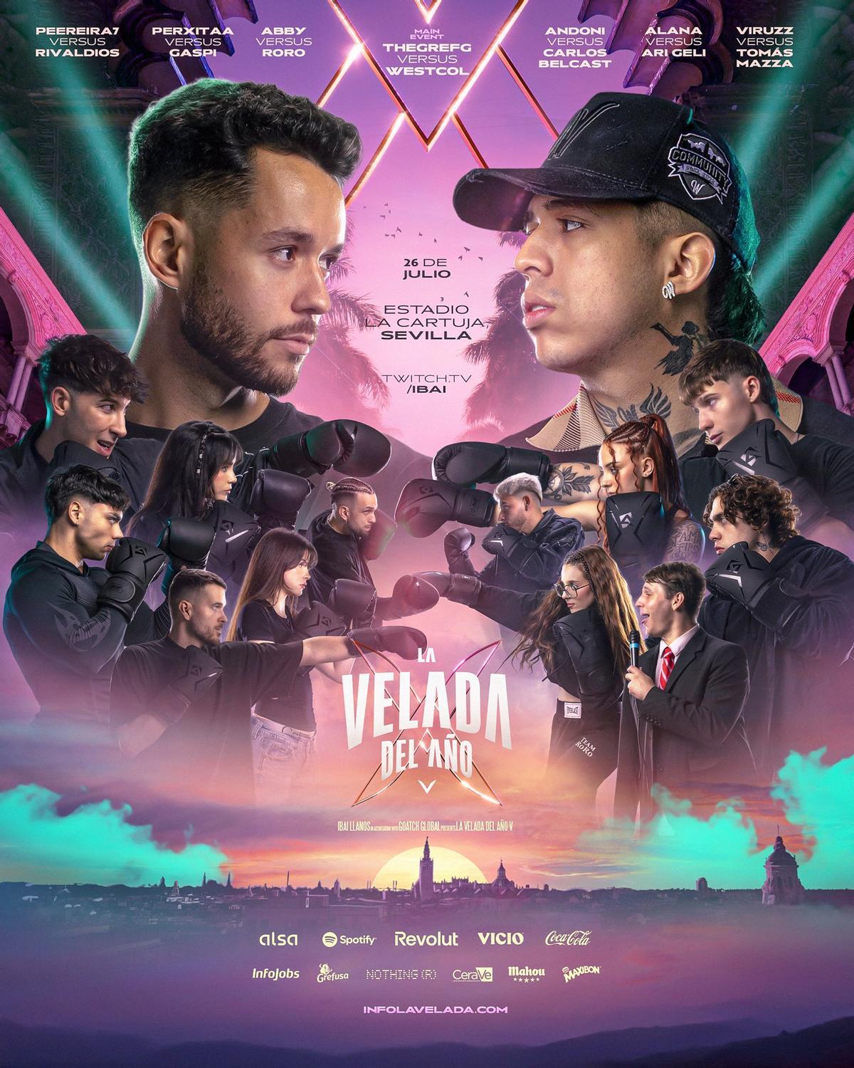 Cartel con los combates de La Velada del Año V