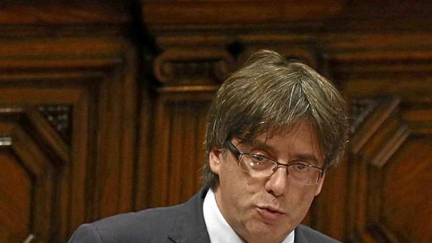 Carles Puigdemont, President de la Generalitat, a la tribuna