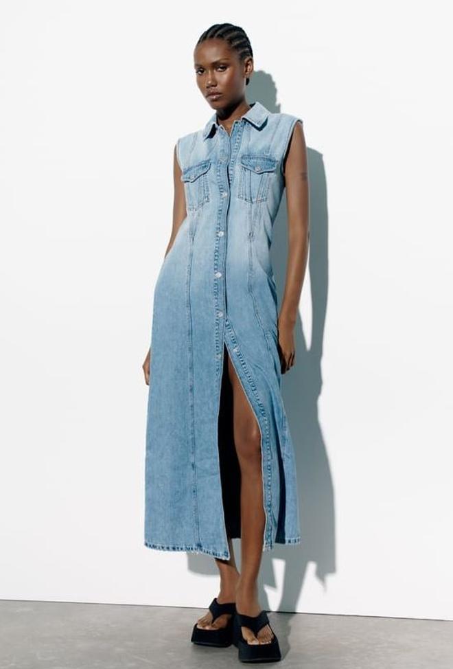 Vestido denim largo