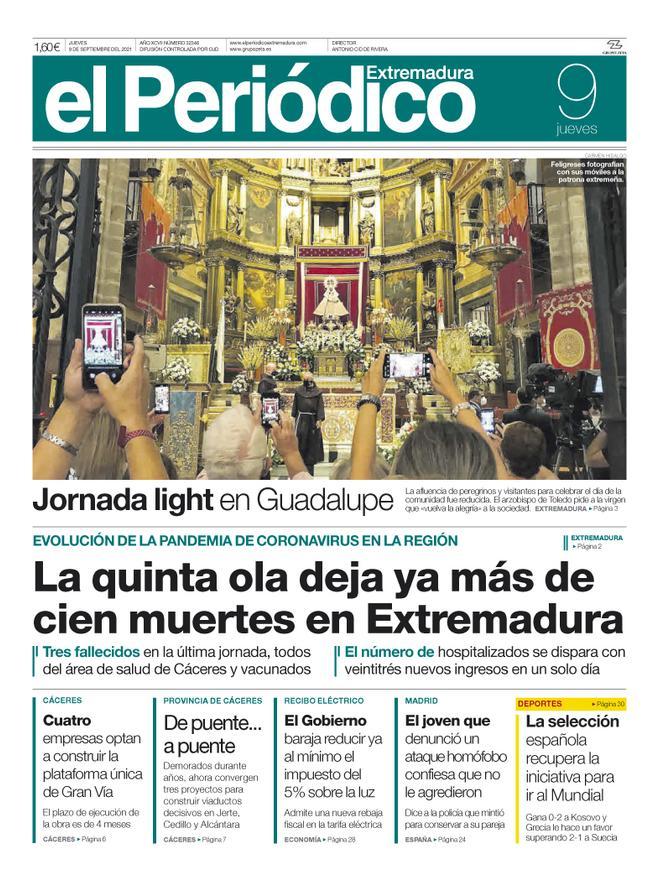 Consulta la portada correspondiente al día 9 de septiembre del 2021