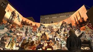 El primer pessebre de Collboni a Sant Jaume: postals de Barcelona, una caganera i figures allunyades de la tradició