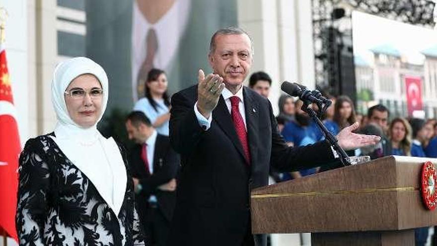 El presidente Erdogan, durante la ceremonia de investidura. // Afp