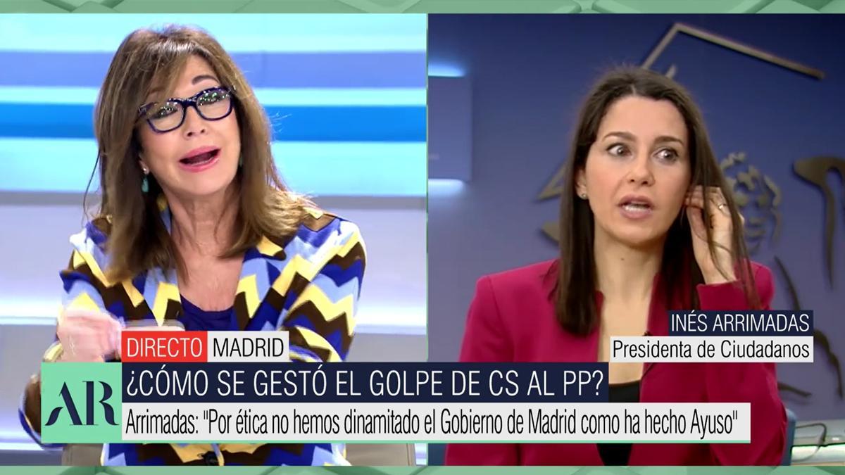 Tensa entrevista d’Ana Rosa a Inés Arrimadas: «No pot dir que la culpa és d’Ayuso» Tensa entrevista d’Ana Rosa a Inés Arrimadas: «No pot dir que la culpa és d’Ayuso»