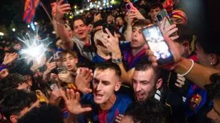 Las celebraciones en las calles por la victoria del  Barça esta madrugada