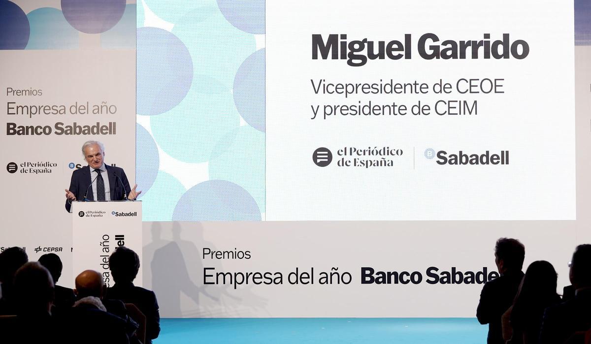 Miguel Garrido, vicepresidente de la CEOE y presidente CEIM, durante la clausura de la gala de los Premios ‘Empresa del Año Banco Sabadell’.