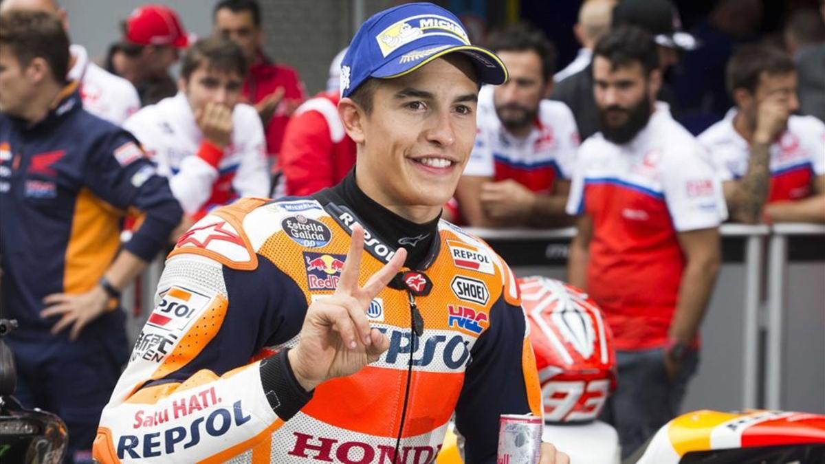 Marc Márquez, celebrando el pasado domingo el podio en Assen