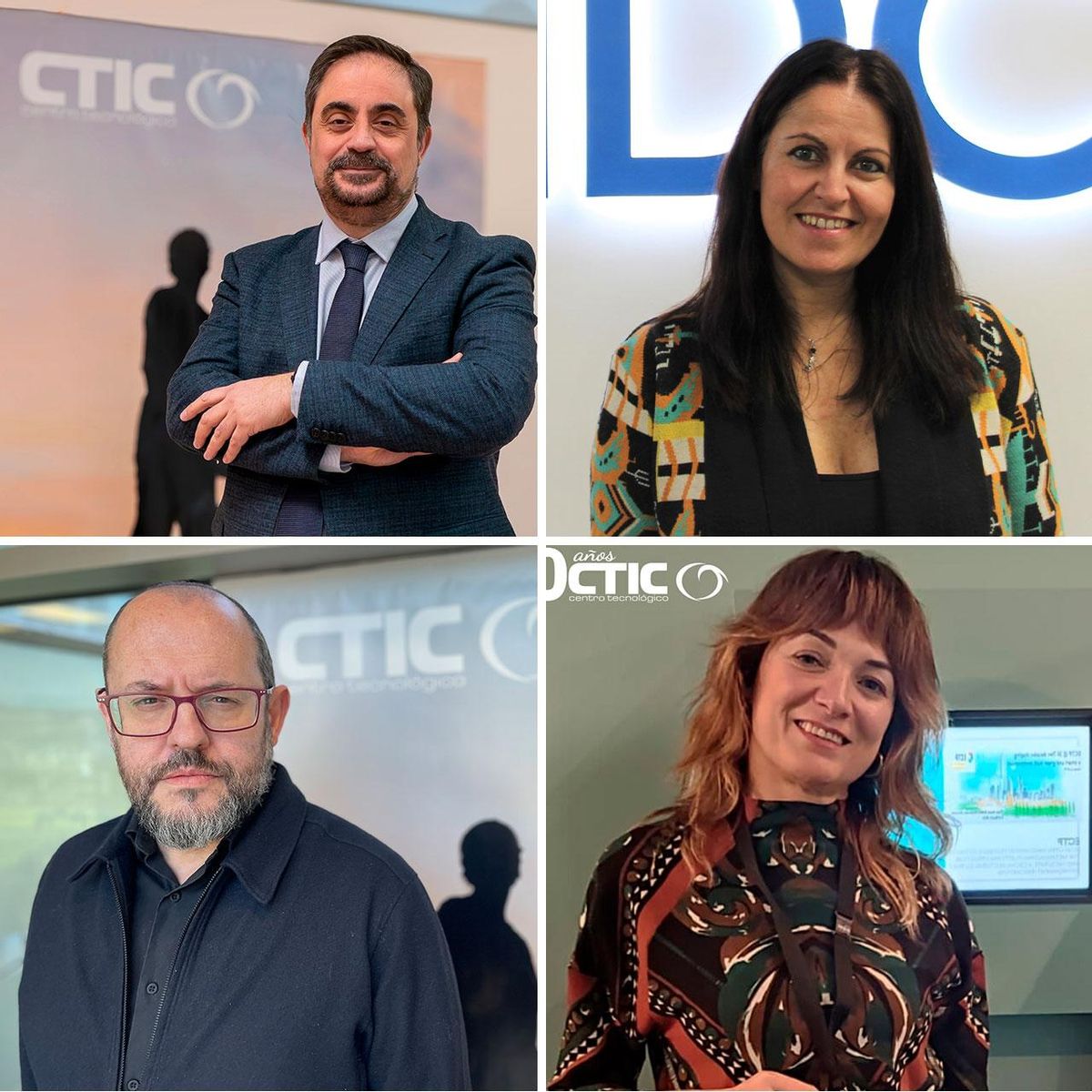 De izquierda a derecha y de arriba a abajo: Pablo Coca. Director general de CTIC Centro Tecnológico; Nuria de la Lama. Directora de Consultoría en IDC; Chus García. Director de Economía del Dato de CTIC; Irene López de Vallejo. Responsable de la Oficina de Proyectos Europeos de CTIC