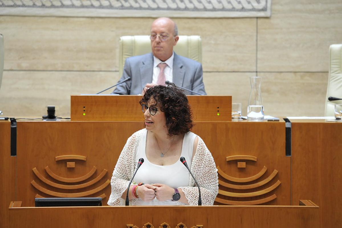 La diputada de Vox Beatriz Rodríguez, en la Asamblea de Extremadura.