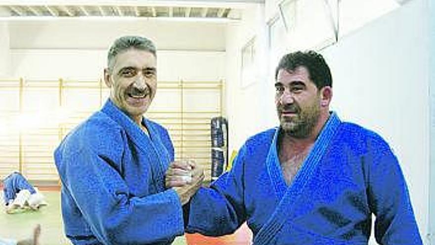 Raga y Martínez, antes de un entrenamiento.