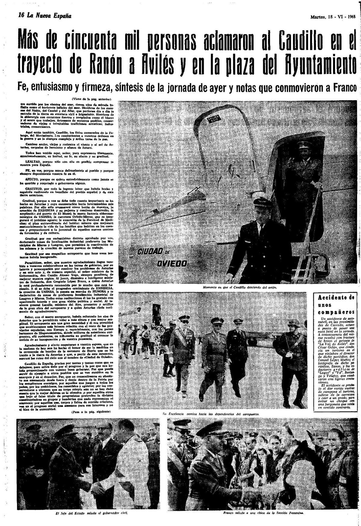 Página de LNE del 18 de junio de 1968