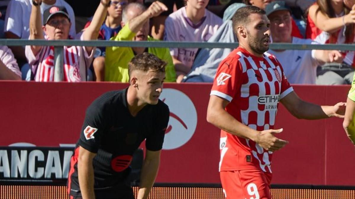 Casadó y Abel Ruiz en el Girona-Barça