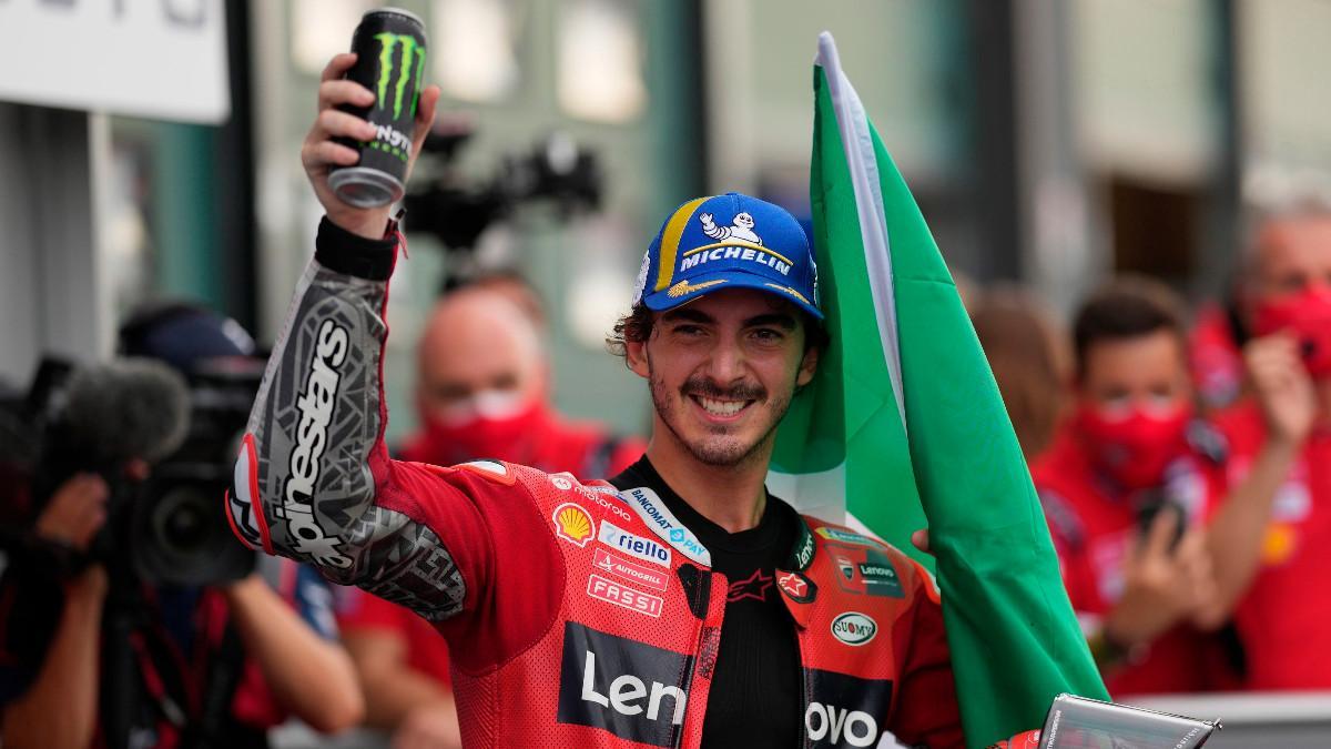 Bagnaia celebra su victoria en Misano