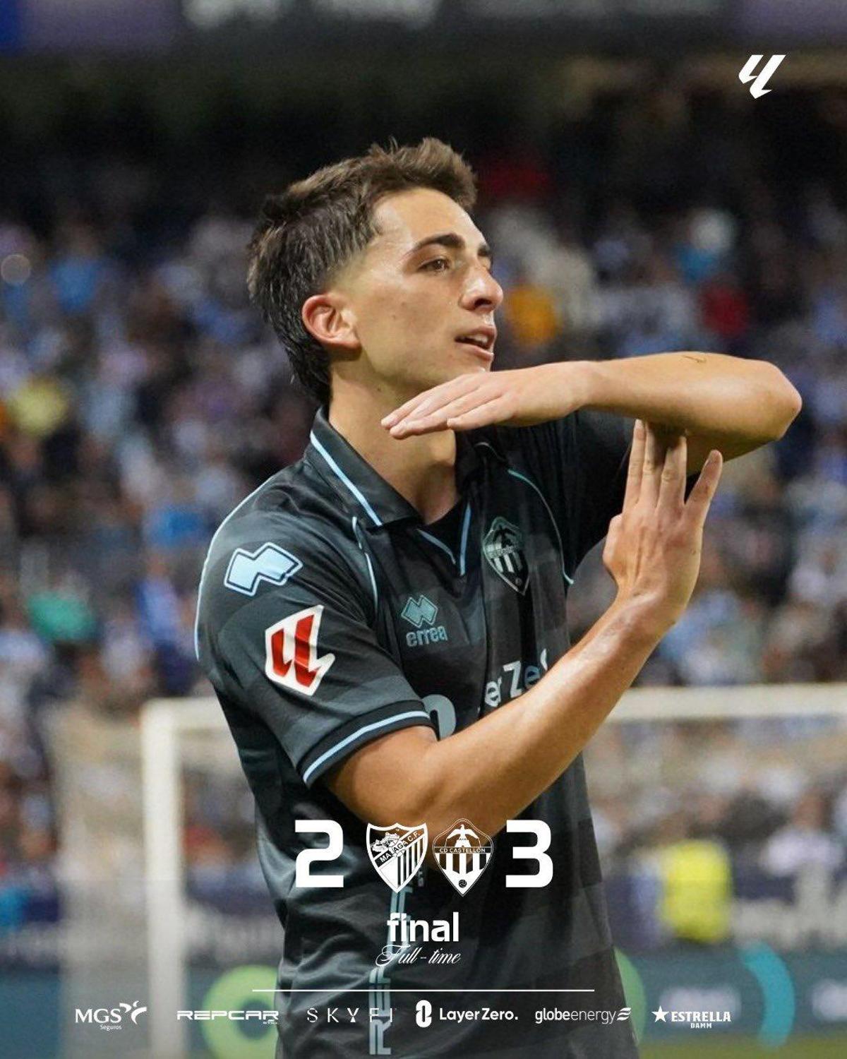 Cala celebra uno de los goles de la victoria del Castellón