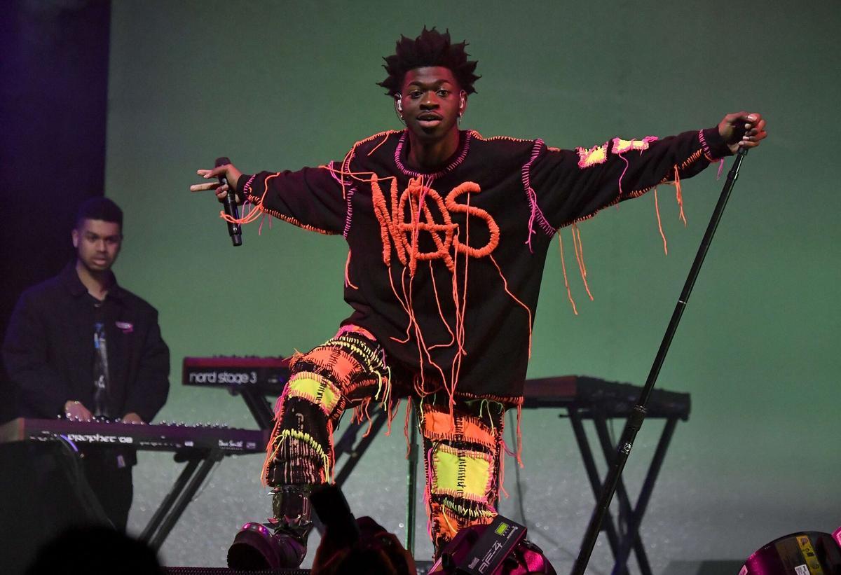 LOS ANGELES, CALIFORNIA - JANUARY 23: Lil Nas X performs onstage during Spotify Hosts "Best New Artist" Party at The Lot Studios on January 23, 2020 in Los Angeles, California. Frazer Harrison/Getty Images for Spotify/AFP== FOR NEWSPAPERS, INTERNET, TELCOS &amp; TELEVISION USE ONLY ==