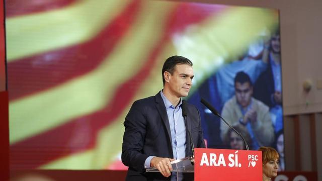 Pedro Sánchez, en el mitin en Viladecans.