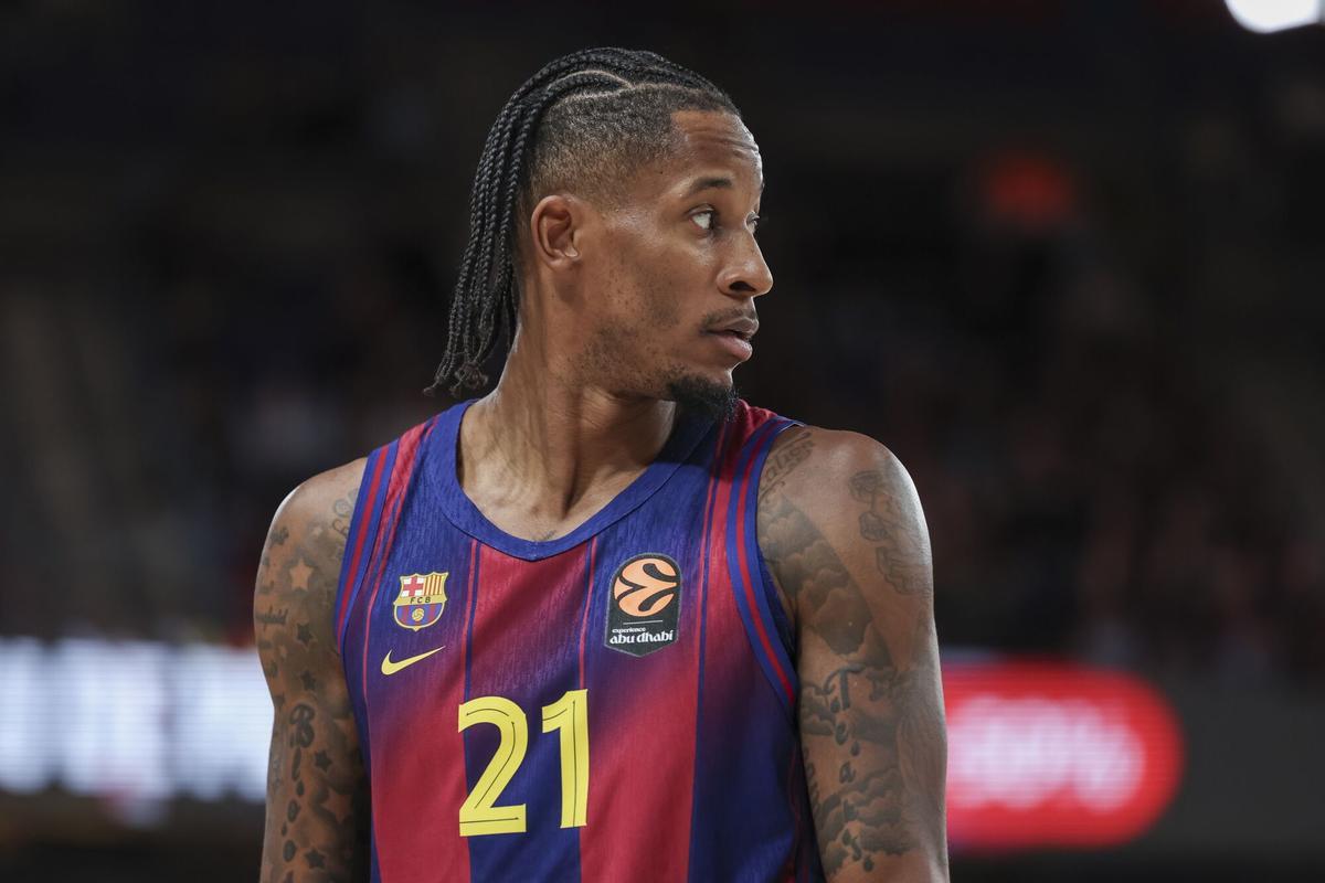 Will Clyburn, jugador del FC Barcelona, en mitad de una acción