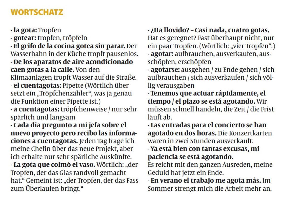Der Wortschatz zum Thema.