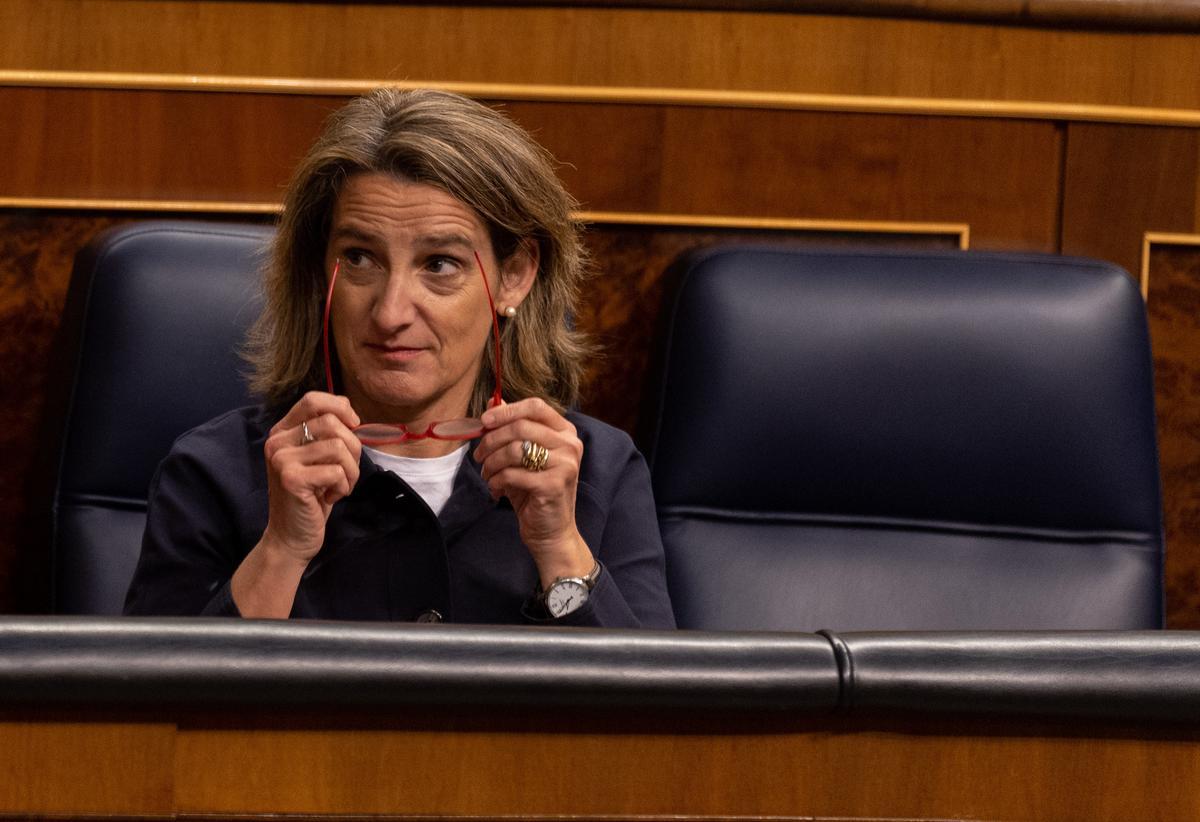 La vicepresidenta tercera y ministra de Transición Ecológica y Reto Democrático, Teresa Ribera, durante una sesión plenaria en el Congreso de los Diputados, a 23 de noviembre de 2022, en Madrid (España).