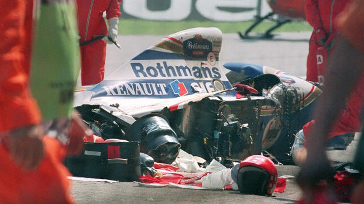 El coche de Ayrton Senna, tras el fatal accidente