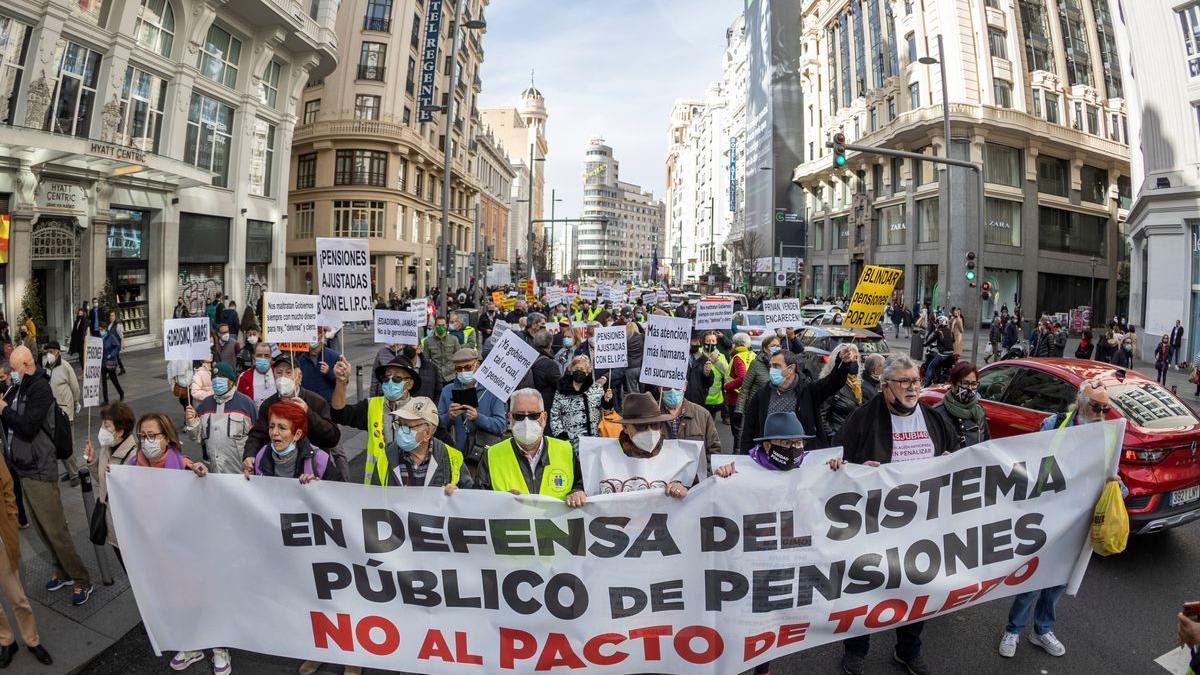 Manifestación de pensionistas en Madrid.