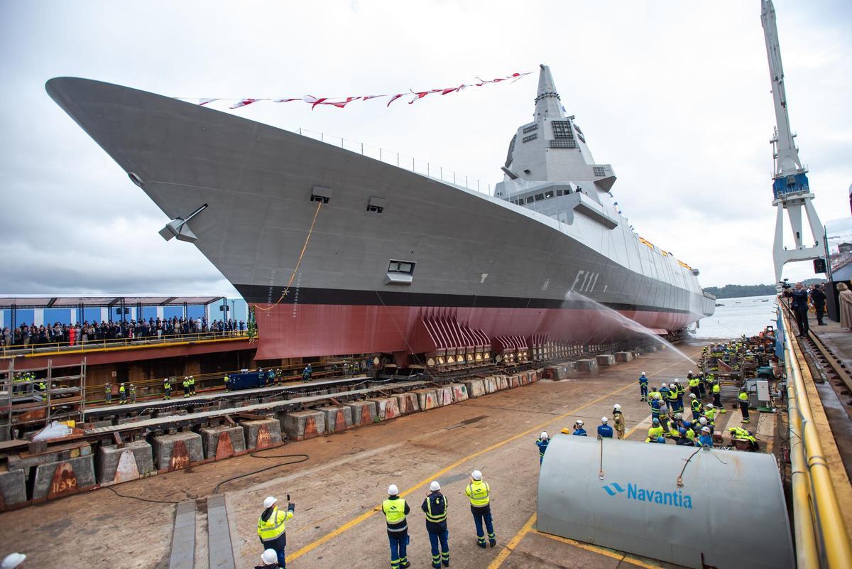 Botadura de la fragata «Bonifaz» en el puerto de Navantia en Ferrol (A Coruña), en septiembre de 2025.