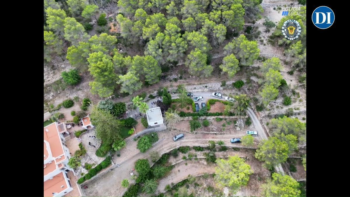 La fiesta desmantelada por la Policía Local de Santa Eulària y la Guardia Civil