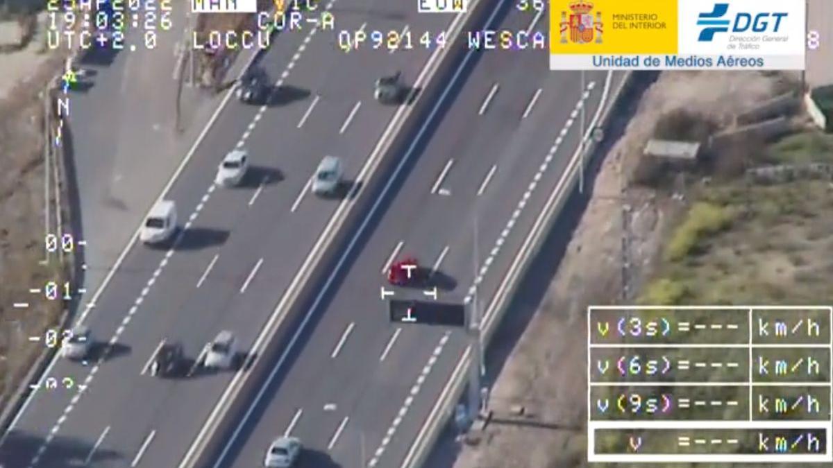 Un infractor, cazado 'infraganti' por un dron de la DGT