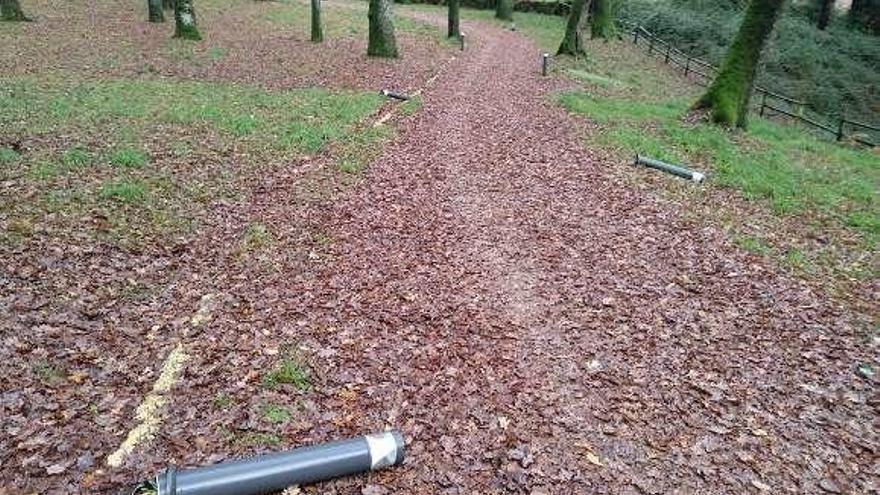 Báculos dañados en la parte baja del parque.  // XPonte